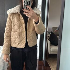 & Other Stories jacket with removable shearling collar